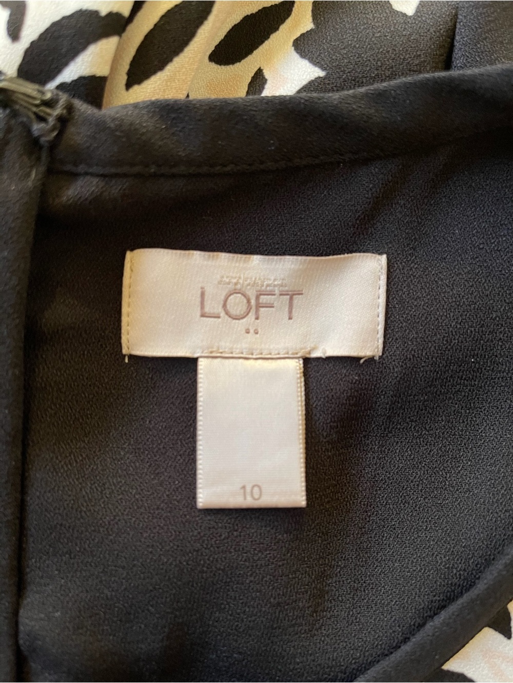 Loft Sleeveless Black & Cream Floral Layered Dress - Picture 6 of 6